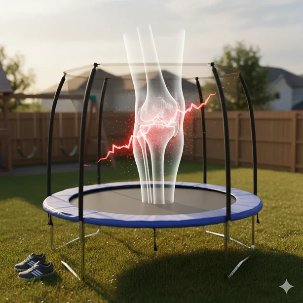 Jumping on a trampoline puts children at risk of cruciate ligament tears.