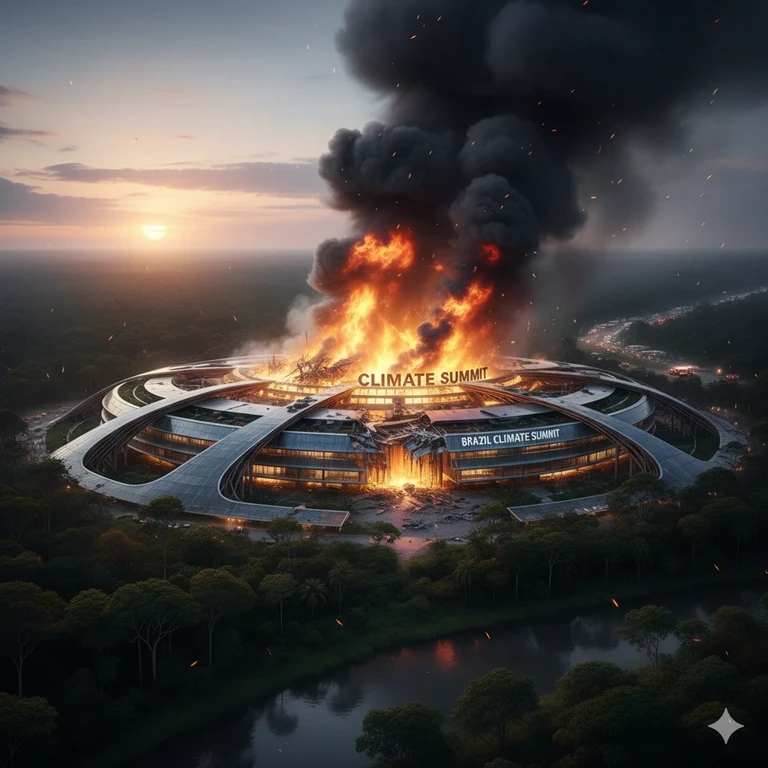 Blaze Erupts at Brazil’s Climate Summit Site