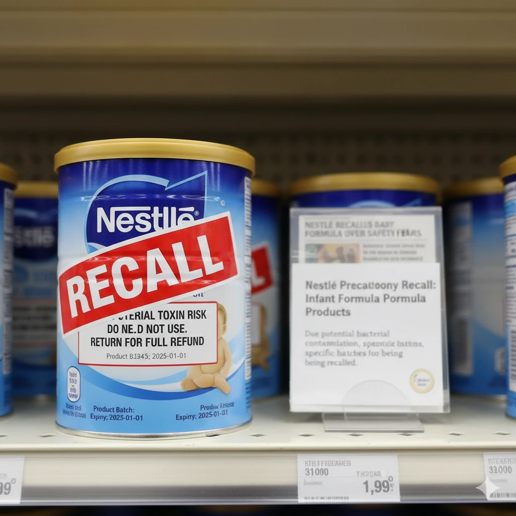 Nestlé announces a precautionary recall of infant formula products due to bacterial toxins.