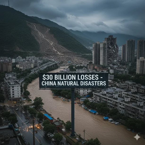 Natural disasters cost China about $30 billion in losses.
